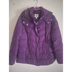 St. Johns Bay Womens Purple Puffer Jacket L